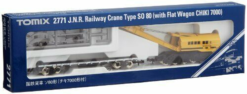 TOMIX N gauge 2771 J.N.R Railway Crane Type SO 80 with Flat Wagon CHIKI 7000 NEW_1