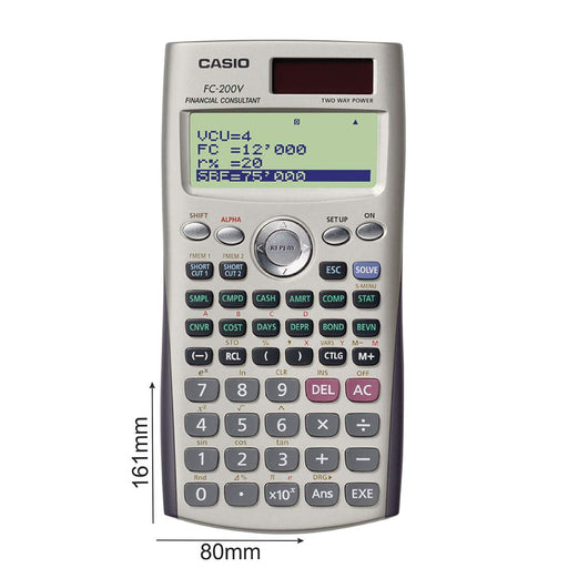 Casio financial calculator professional specifications with hard case FC-200V_2