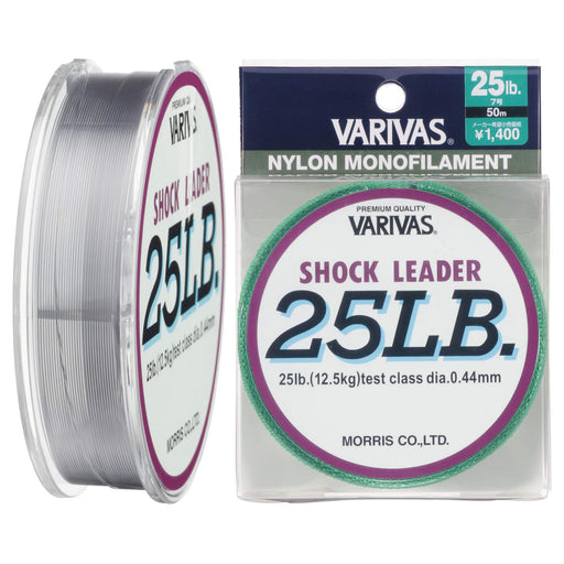 MORRIS VARIVAS Shock Leader Nylon Line 50m #7 25lb Mist Gray Black Bass ‎21050_1
