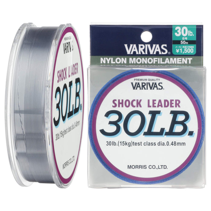 MORRIS VARIVAS Shock Leader Nylon Line 50m #8 30lb Mist Gray Black Bass ‎21051_1