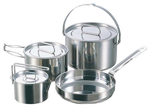 CAPTAIN STAG M-5504 Laguna Stainless Steel Cooker L Set Outdoor Cookware NEW_1