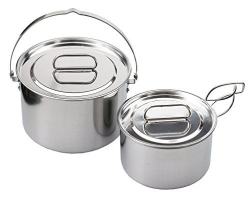 CAPTAIN STAG M-5504 Laguna Stainless Steel Cooker L Set Outdoor Cookware NEW_3