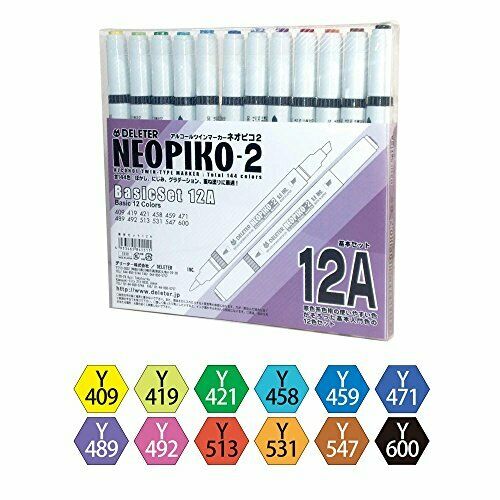 DELETER NEOPIKO-2 Alcohol Twin-Type Marker Basic Set 12 Colors NEW from Japan_2