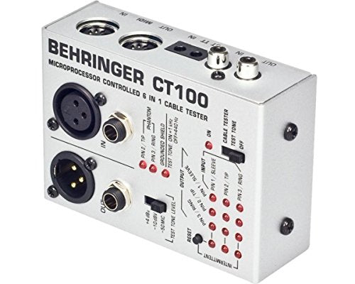 BEHRINGER cable tester test tone CT100 XLR / TS, TRS phones / MIDI / TT / RCA_1