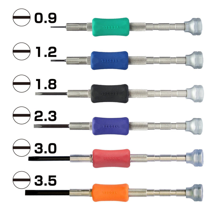 VESSEL precision screwdriver set Contains 6 sizes of flathead screwdrivers TD-55_3