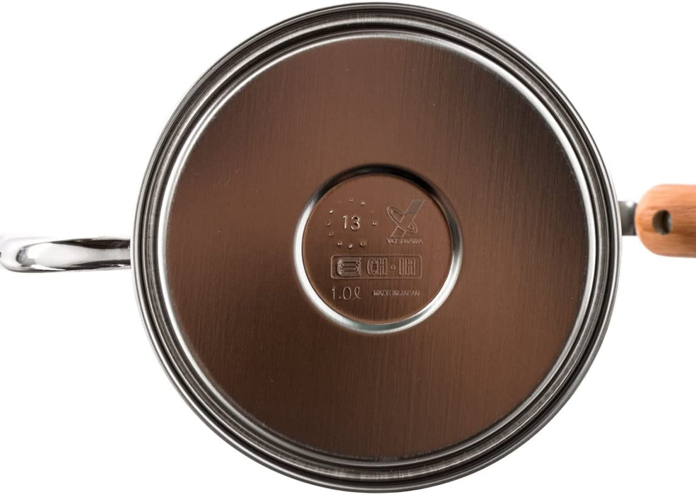 Cafe Time IH200V Wood Handle Drip Pot 1.0L SH7090 Stainless Steel Made in Japan_3