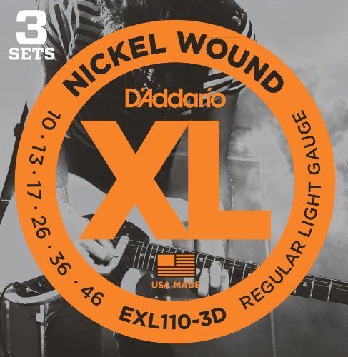 D'Addario Electric Guitar String Nickel Regular Light .010-.046 EXL110-3D Pack 3_1
