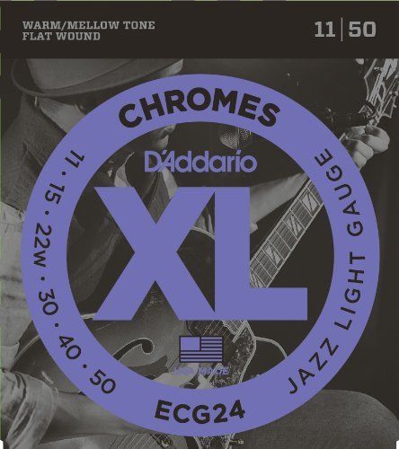 D'Addario Electric Guitar String Flat Wound Jazz Light .011 - .050 ECG 24_1