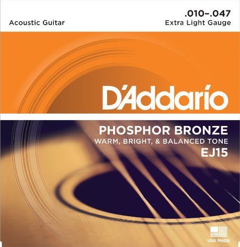 D'Addario Acoustic Guitar String Fossfer Bronze Extra Light .010-.047 EJ15 NEW_1