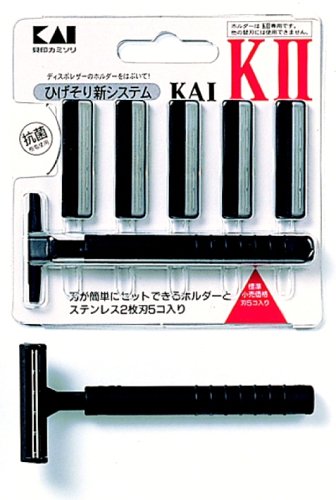 KAI Disposable Double-Edge Shaving Razor Holder K II with 5-Refill 003309 NEW_1