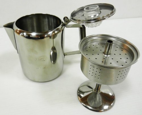 CAPTAIN STAG Coffee pot M-1225 18-8 stainless steel percolator 3 cup NEW_3
