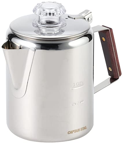 CAPTAIN STAG Coffee pot M-1225 18-8 stainless steel percolator 3 cup NEW_8