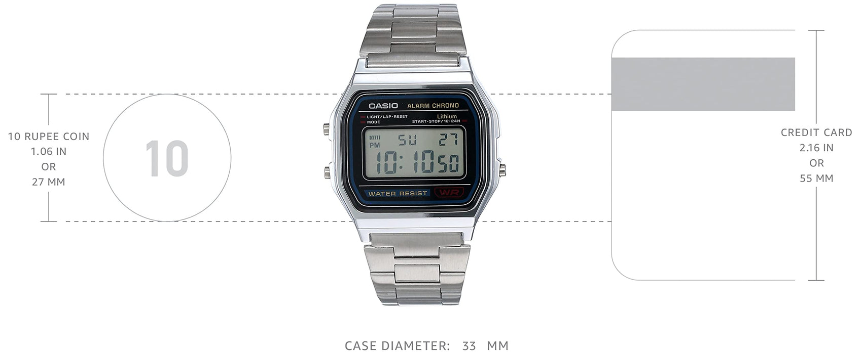 Casio Standard watch A-158WA-1 Silver Plastic Pack Water Resist Stainless Steel_3