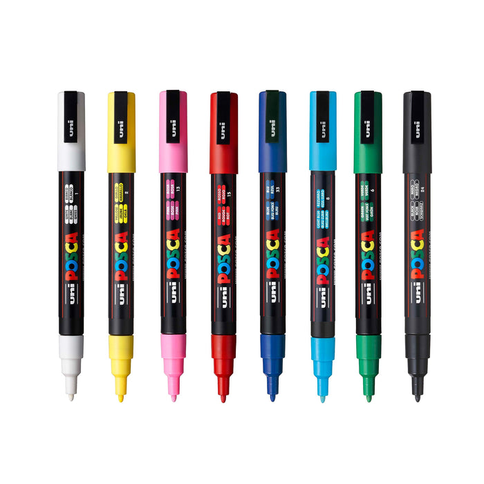 Mitsubishi Uni POSCA Paint Color Marker Pen Fine Point Set 8 Color Set PC-3M8C_1