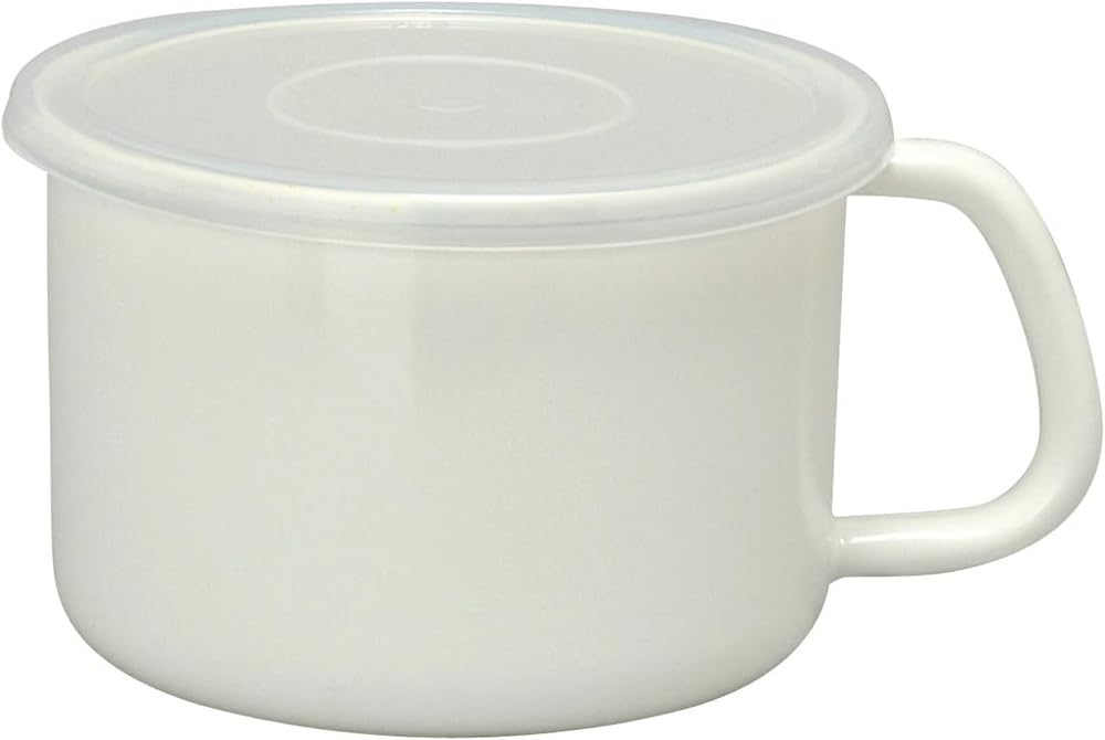 Noda enamel white series storage containers stocker with Handle round L MS-14M_1