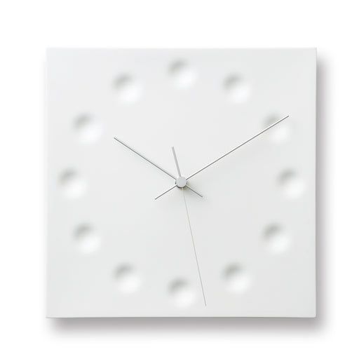 Lemnos Drops Draw The Existance KC03-23 Wall Clock White Square pottery Battery_1