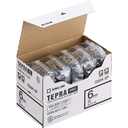 King Jim Tape Cartridge Tepra PRO 6mm 5pcs SS6K-5P White ABS NEW from Japan_1
