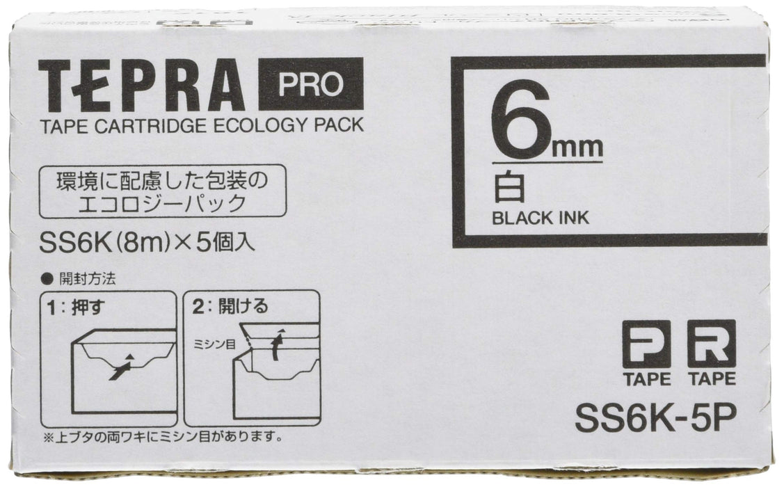 King Jim Tape Cartridge Tepra PRO 6mm 5pcs SS6K-5P White ABS NEW from Japan_3