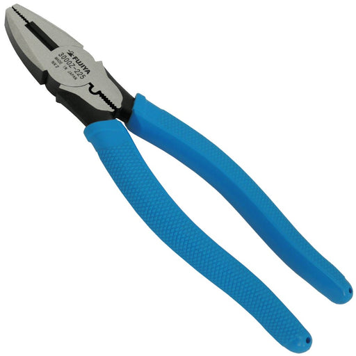 Fujiya electrician power pliers 225mm 3000Z-225 Blue Piano wire up to 2mm NEW_1