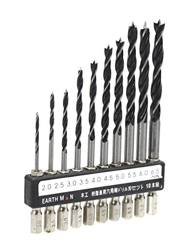 Takagi EARTH MAN Hexagonal shaft drill for woodworking and resin 10 Pieces NEW_2