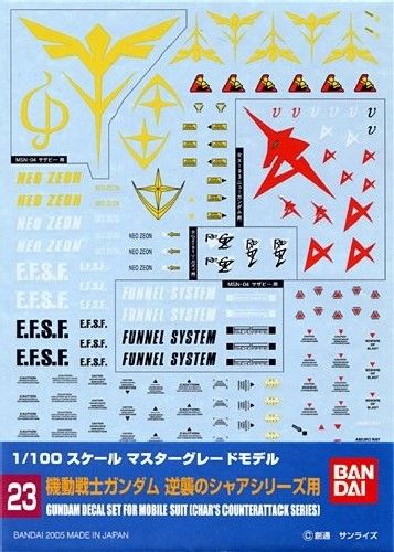 BANDAI Gundam Decal No.023 for MG 1/100 Char's Counterattack Series NEW Japan_1
