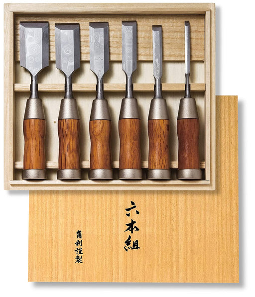 KAKURI Fiber Flow Wood Chisel 6 pcs 6, 12, 19, 25, 32, 38mm 710838 Made in Japan_1