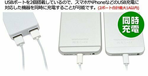 PLATA USB charger AC adapter 2 port smartphone iPhone PSE outlet 2-neck  NEW_5