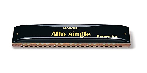 SUZUKI Alto Single Harmonica AS-37 Key:C 37hole Brass, leather w/ Case NEW_1