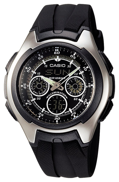 CASIO Collection Standard (Old Model) AQ-163W-1B1JF Men's Black Rubber Band NEW_1