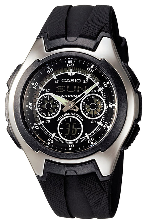 CASIO Collection Standard (Old Model) AQ-163W-1B1JF Men's Black Rubber Band NEW_1