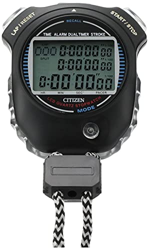 Citizen Stopwatch 058 black LC058-0A02 Waterproof split time Pace count NEW_2