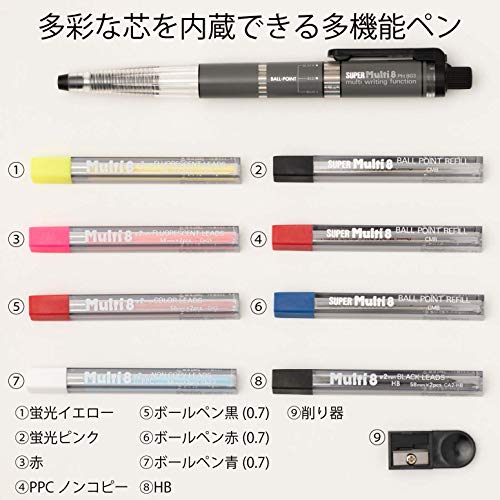 Pentel Mechanical Pencil Super Multi-8 Pencil Set PH803ST Color Core NEW_2