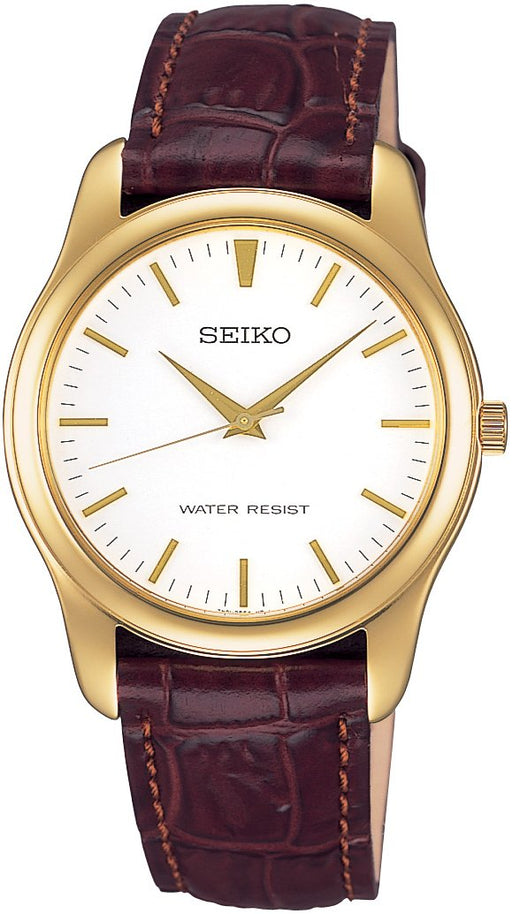 Seiko Spirit SCXP032 Men's Watch Brown Leather Band Stainless Steel White Dial_1