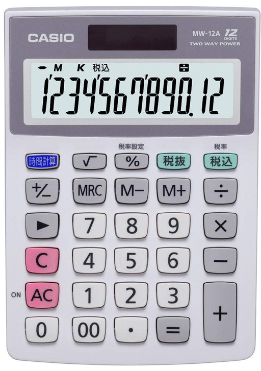 Casio calculator mini just type 12 digits Silver Gray Battery & Solar MW-12A-N_1
