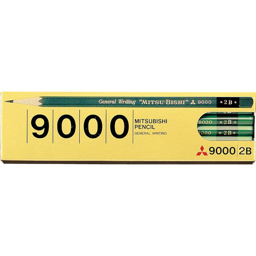 Mitsubishi Pencil 9000 2B 1 Dozen (12 pieces) K90002B hexagonal axis Green NEW_1