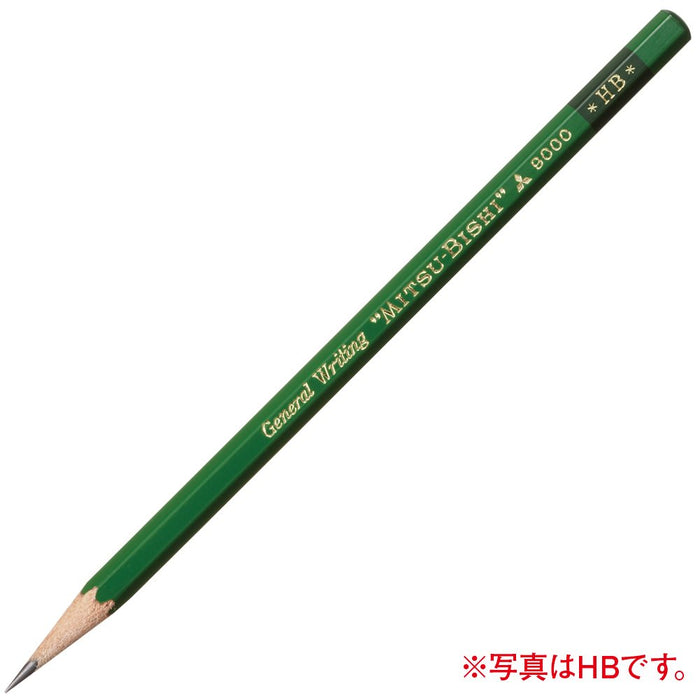 Mitsubishi Pencil 9000 2B 1 Dozen (12 pieces) K90002B hexagonal axis Green NEW_2