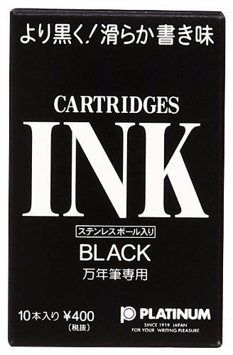 PLATINUM Fountain Pen SPSQ-400 Cartridge Type Dyestuff Ink Black 10 pcs NEW_1