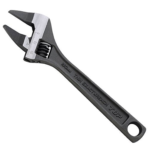 TOP / THIN JAW ADJUSTABLE WRENCH BENT TYPE (168mm) / HT-150B / Black NEW_1