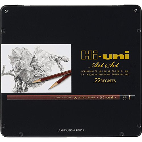 Mitsubishi uni Hi-uni Wood-cased Pencil Drawing Art Set 22-Pencils HUAS NEW_1