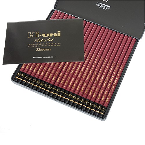 Mitsubishi uni Hi-uni Wood-cased Pencil Drawing Art Set 22-Pencils HUAS NEW_4