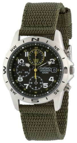 Seiko CHRONOGRAPH SND377R Oversea Model Cloth Band Green NEW from Japan_1