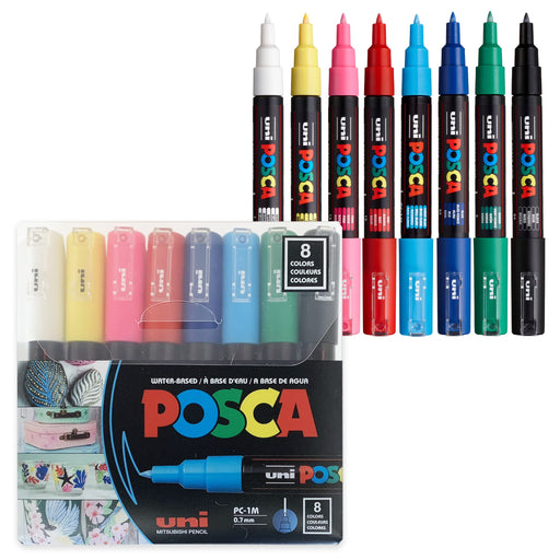Uni POSCA PC-1M 8C Marker Paint Pen Extra Fine Tip 0.7mm 8 Color 124x125x20mm_1