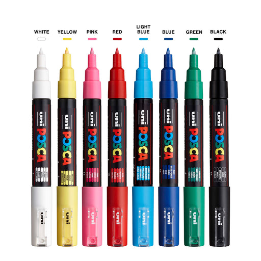 Uni POSCA PC-1M 8C Marker Paint Pen Extra Fine Tip 0.7mm 8 Color 124x125x20mm_2