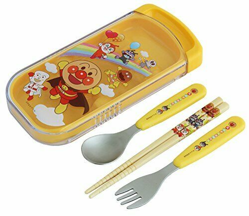 Lek Anpanman Slide 3-piece set (chopsticks, spoon, fork) Yellow_1