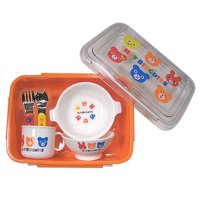 MIKI HOUSE HOT BISCUITS Lunch Box Set Orange 76-1042-347 Plastic, Stainless NEW_1
