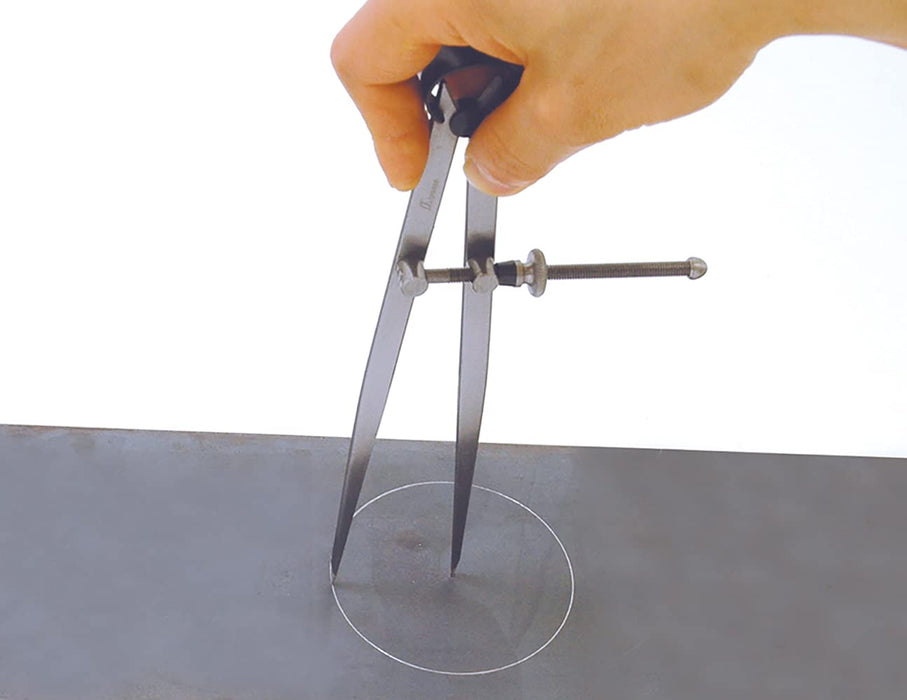 SHINWA Steel Compasses with Spring ‎B 73067 250x94x15mm Radius 200mm Silver NEW_3