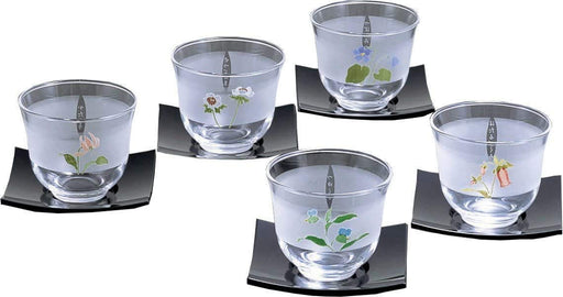 Toyo Sasaki Glass Cold Tea Set Edo Yuzen 170ml Made in Japan SC7-250 5 Pieces_1