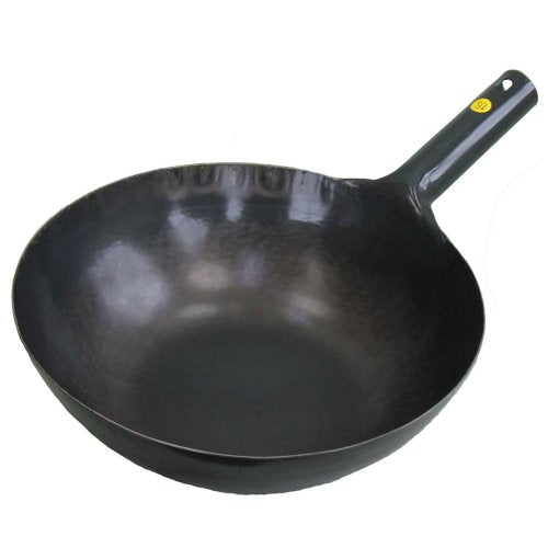 Yamada Hammered Iron Single Handled Wok Thickness 1.6mm 33cm Made in Japan Black_1