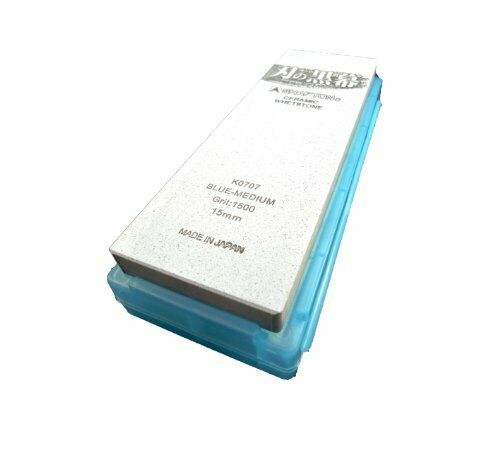 Shapton KUROMAKU Ceramic Whetstone Blue Medium #1500 15mm w/Plastic Case NEW_2