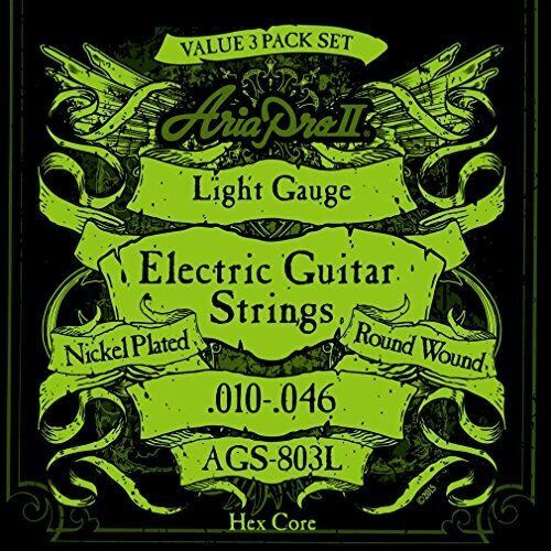AriaPro II electric guitar strings three sets pack 10-46 Light Light NEW_1